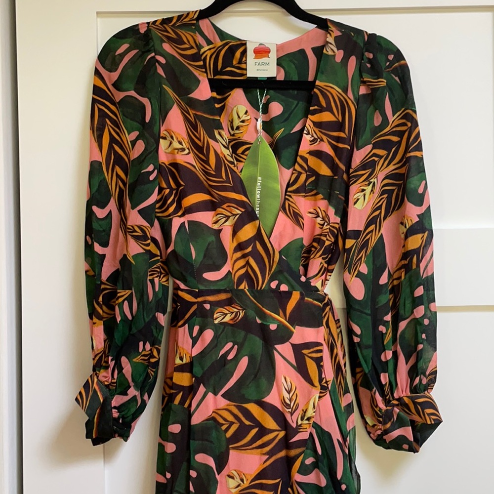 NWT FARM Rio Pale Lead Wrap Dress Size M